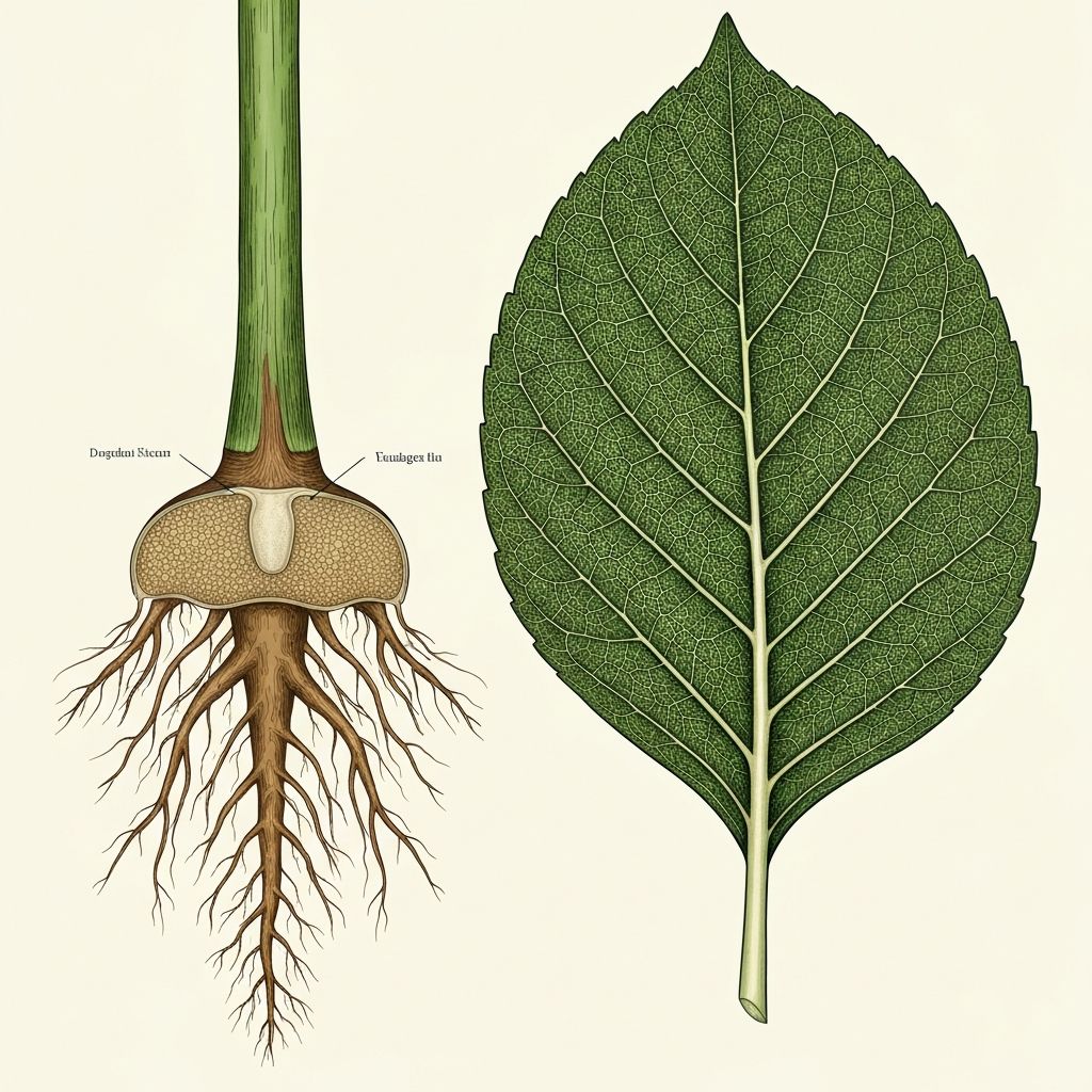 Plant cell and root structure illustration